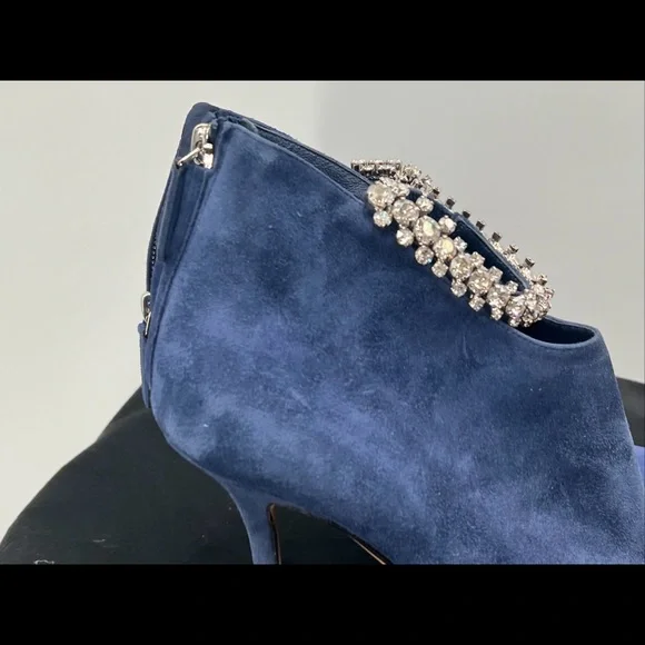 Authentic Jimmy Choo Women's Pop Blue Suede Leather Blaize 100 Boots Shoes ~38.5 - Picture 4 of 16